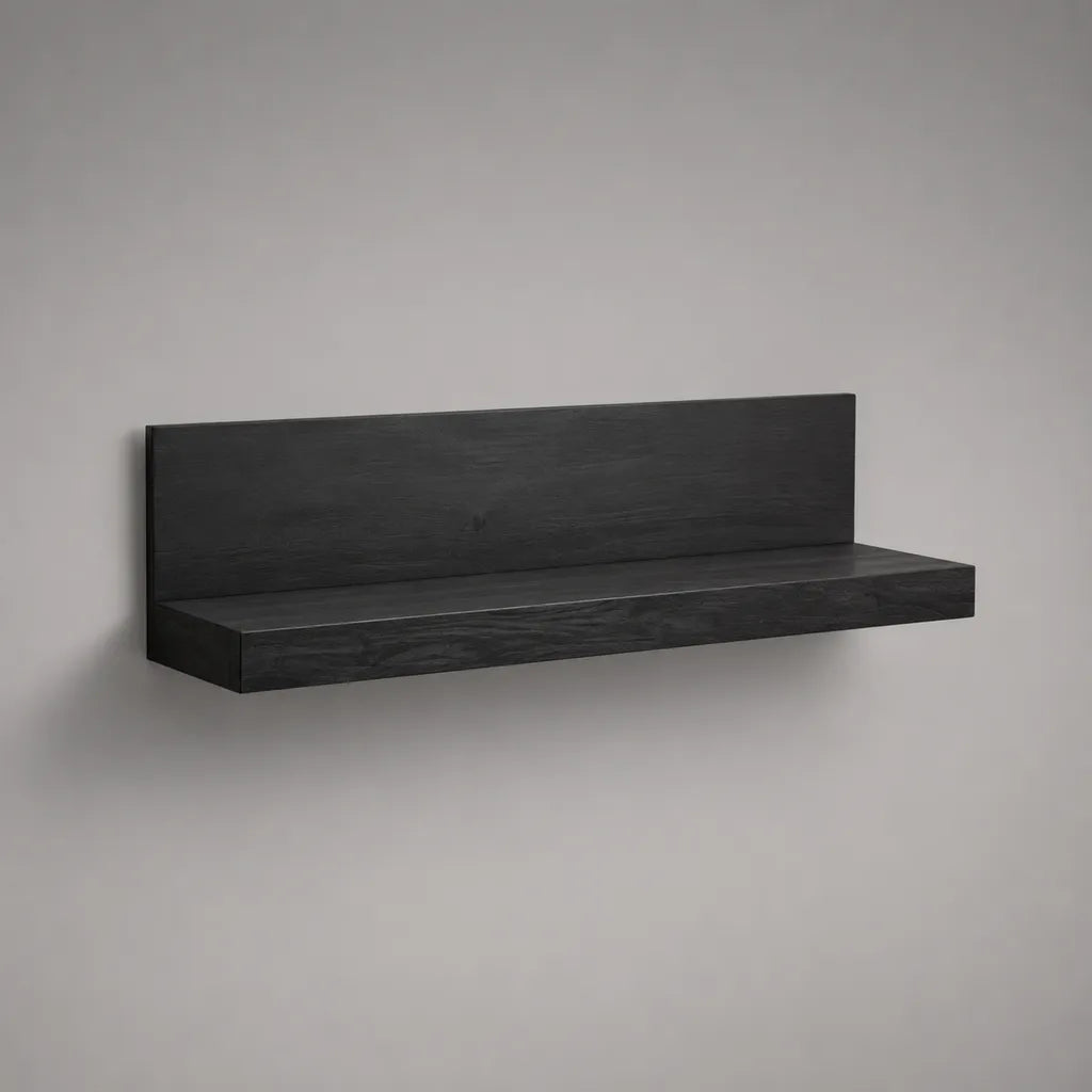 Wandregal mit Rückwand aus MDF, rechteckig, Schwarz, 80 × 20 × 25 cm