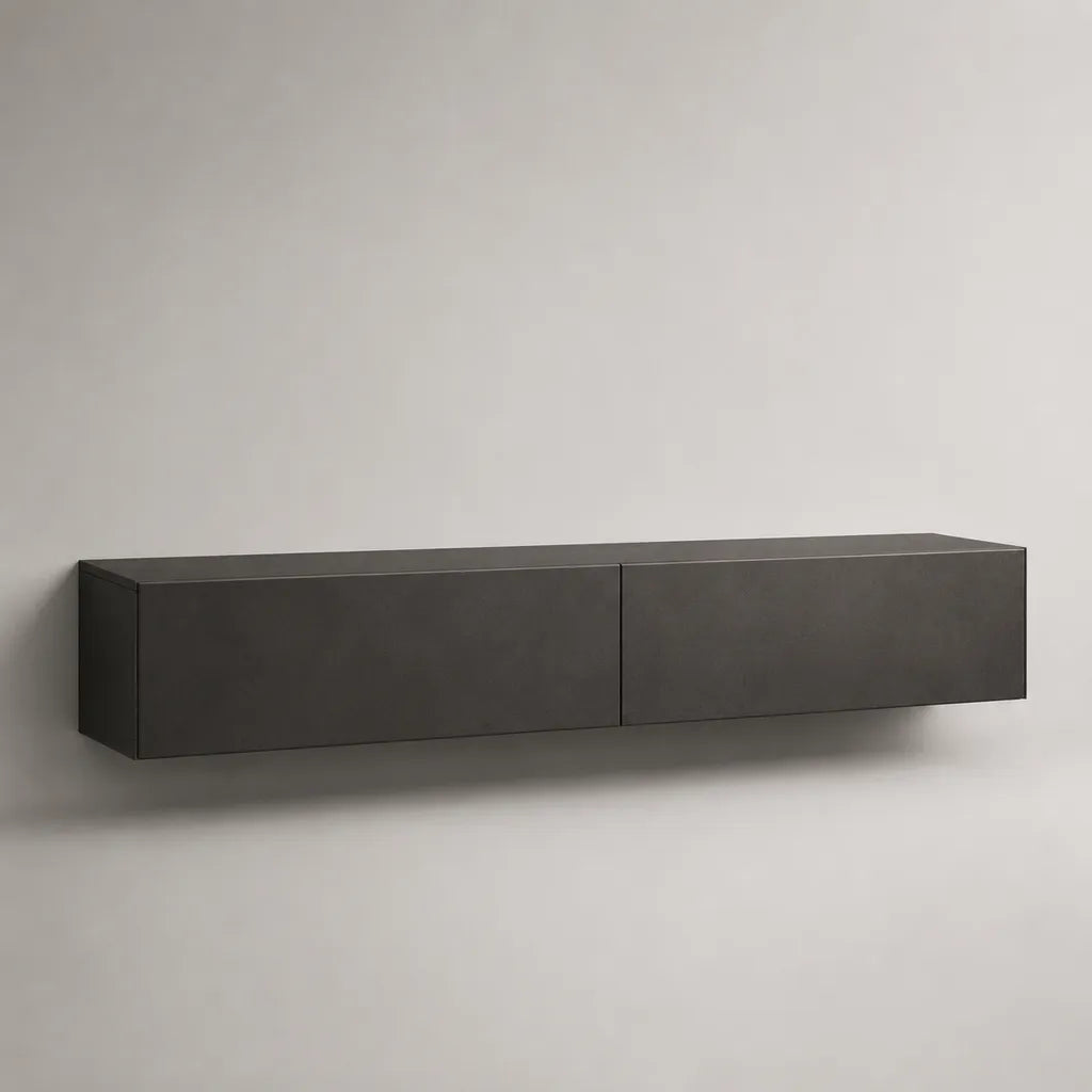 Wandhängendes TV-Lowboard aus melaminbeschichtetem MDF, Anthrazit, 160 × 35 × 30 cm