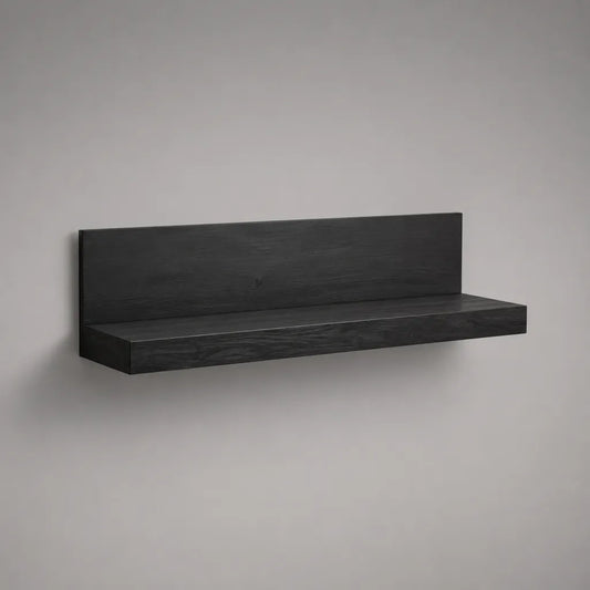 Wandregal mit Rückwand aus MDF, rechteckig, Schwarz, 80 × 20 × 25 cm